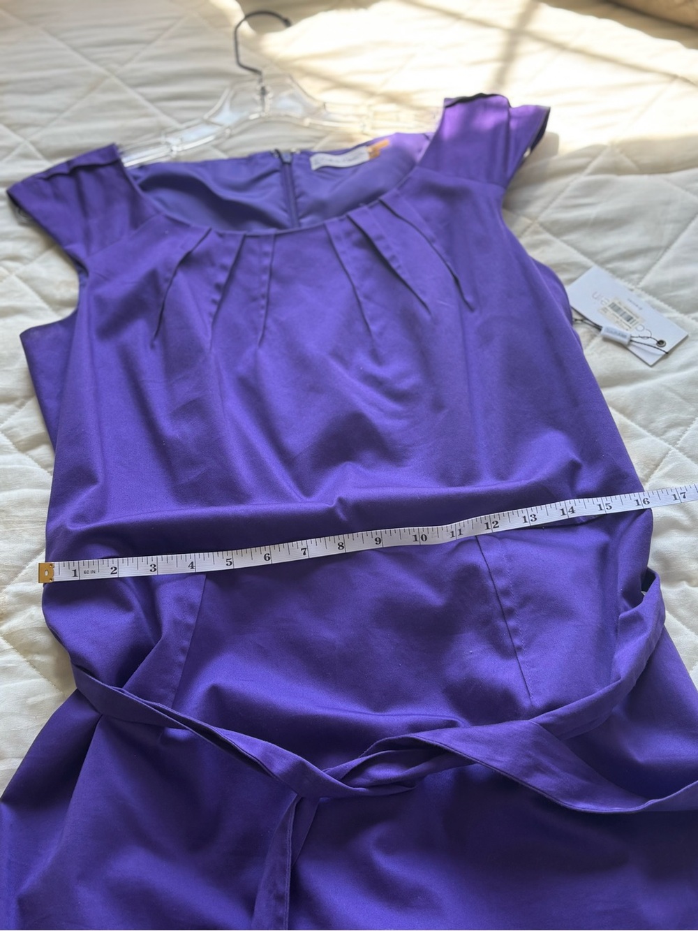 Women’s Purple Pleated Waist-Tie Dress